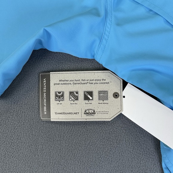 GameGuard Shirt Mens Large Blue Vented Microfiber Performance Fishing UPF New - Picture 5 of 7